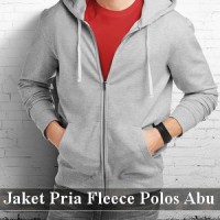 Jaket pria Terkini | Jua; Baju Cowok | Polos Abu Muda Sleting
