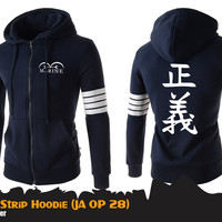 Jual Hoodie One Piece Marine JA OP 28 Jaket Hoodie Marine Biru Murah