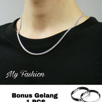 Jual Kalung Rantai Titanium Silver Pria Murah