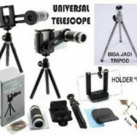 Lensa Pembesar Kamera HP 8X Tele zoom paket Tripod dan Holder U Medium