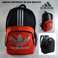 Tas Ransel Adidas Backpack Sekolah Pria Adidas Softback Black Oranye