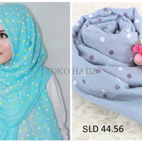 TERBATAS Pashmina Hijab Jilbab Kerudung Warna Kuning Abu Motif polkado