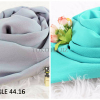 TERBATAS Pashmina Hijab Jilbab Kerudung Polos Warna Putih Fanta Abu To