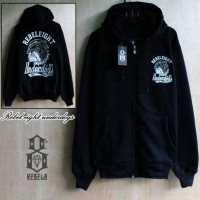 (NEW) | Jaket Distro Rebel Eight Underdog Black | Jaket Zipper fleece