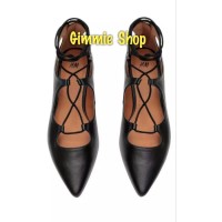 Jual Black lace up flat shoes original HnM sepatu flat gladiator hitam H&M Murah