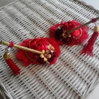 Jual Hairclip Jepit Rambut imlek cepol chunli merah emas sincia sepasang Murah