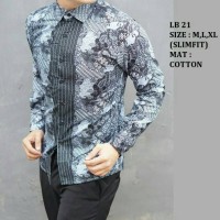 Jual Baju Batik Pria Slim Fit Modern Lengan Panjang LB21 Murah