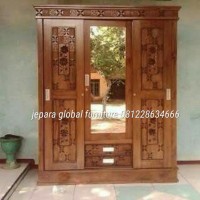 lemari pakaian jati pintu 3 geser ( furniture,duco,sofa,meja )
