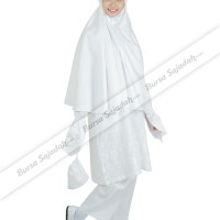 Stelan Busana Wanita Muslim Jilbab Warna Putih - Ihrom Alida Sykava