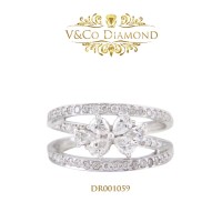Cincin Berlian Wanita Cincin Emas Putih Cincin Tunangan DR001059