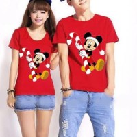 Jual CP Santa Mickey (merah) 10483 Kaos Couple / Baju Pasangan / Soulmate Murah
