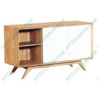 meja rak tv sliding graver agusto 2285 art deco putih coklat bandung