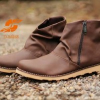 SEPATU BOOTS RESLETING / ZIPPER / TANPA TALI D ISLAND