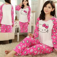 STLN21- Setelan Baju Tidur Hello kitty Pink Fanta