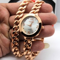 Jam Tangan GUESS cewek rantai dobel warna emas