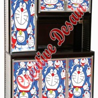 Stiker kulkas/rak piring lemari 3 pintu doraemon