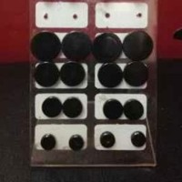 Earing Anting Magnet Magnetic Tempel Jepit Tanpa Tindik Hitam silver