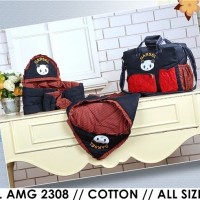 Perlengkapan Bayi Lengkap (Tas, Selimut, Gendongan) Cotton Twill Merah