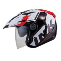 Helm INK T1 Putih Merah Double Visor Half Face