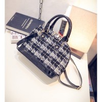 tas canTIK HITAM WOLL WANITA PU PERGI HANDBAG GAUL ARISAN KECE MALL