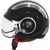 Helm Zeus 218 Retro Pilot Half Face Black