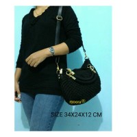 Jual Tas rajut nilon HOBO MINI ULIR HITAM Murah