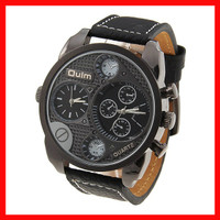 Jual Jam Tangan Pria Quartz Oulm 9316 Dual Time Watch Penunjuk Waktu Ganda Murah