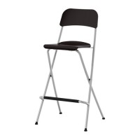 IKEA FRANKLIN Kursi bar cokelat-hitam 74 cm dgn sandaran, dpt dilipat