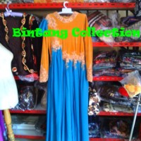baju dress pesta muslim wanita bahan bludru bordir brukat sifon glamor
