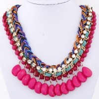 kl329 kalung korea Rumbai Tetes Resin (pink)
