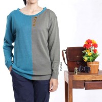 Jual Baju Rajut Jenny Comby - Atasan Wanita Warna Tosca dan Abu-Abu Murah
