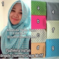 Pashmina instan angelic diamond crepe ori motif polkadot / jilbab