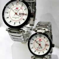 Jam Tangan Couple Swiss Army Dhc SA-3062 Original Silver White
