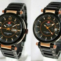 Jam Tangan Couple Swiss Army Dhc SA-3062 Original Black Rosegold
