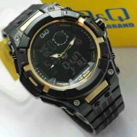 Jual Jam Tangan Pria Q&Q GW80J Original GW80 Hitam Gold Murah