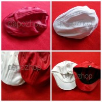 Topi ped dewasa merah putih newsboy cap pet fedora floppy buccket