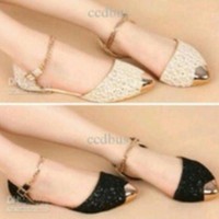 Jual Sepatu Wanita Flatshoes Cream - Brukat Murah