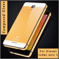 Jual CASING XIAOMI REDMI NOTE 2 METAL ALUMUNIUM TEMPERED GLASS BACK CASE Murah