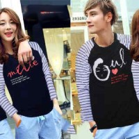 Kaos Baju Couple Lengan Panjang | Pusple Biru Kode: LPPK-AJ12