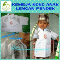 Pakaian baju kemeja muslim koko anak lengan pendek putih bordir sz 5-7