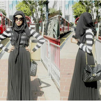 Jual Pleated Maxi Skirt / Rok Plisket Panjang Murah