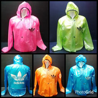 Jual Jas Hujan REEBOK, NIKE, ADIDAS + Kantong di Belakang Transparent Murah