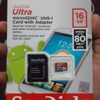 Jual Micro SD Card SanDisk 16GB Ultra CLASS10 80Mbps NEW - GARANSI RESMI Murah
