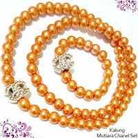 Kalung Mutiara Chanel set Orange Aksesoris murah