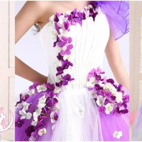 Jual gaun pengantin import tile murah purple flowers wedding dress pesta Murah