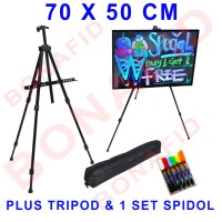 Jual LED Writing Board 70x50 cm FREE kaki & spidol satu set papan tulis led Murah