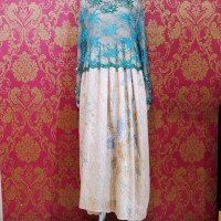 Dress/Gamis Kombinasi Renda - Batik Sutra - Payet Dada - Hijau Benhur