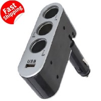 Jual USB Port 3 in 1 Car Charger Cigarette Lighter Colokan Mobil tuk HP MP3 Murah