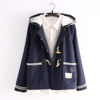 Jual Cutie Cat Toggle Jacket Jaket Kucing Lucu (Navy Dark Grey) Murah
