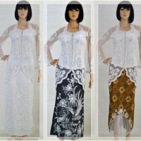 Jual Kebaya Jadi Putih Akad Nikah Modern kerah semi kutu baru brokat payet Murah